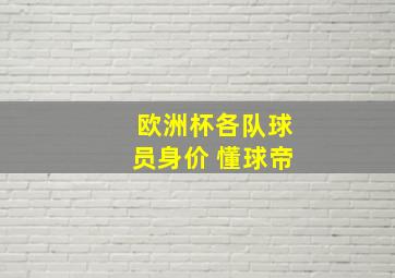 欧洲杯各队球员身价 懂球帝